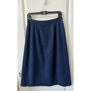 VTG Pendleton Wool Midi Skirt Womens 12 Navy Blue Dark Academia Heritage